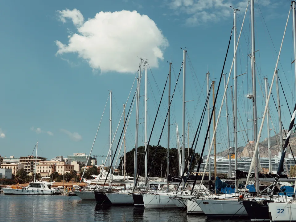Sailing yachts moored in Palermo, Sicily