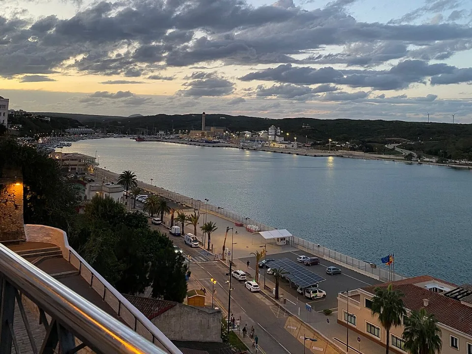 The harbour of Mahón on Menorca at dusk.