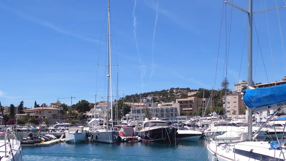Sailing yachts moored at Port Calanova in Palma, Mallorca.