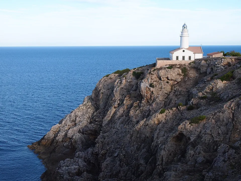 Regional northern Mallorca context: Formentor lighthouse above the rocky coast.