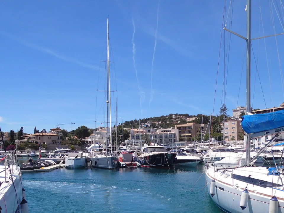 Sailing yachts moored at Port Calanova in Palma, Mallorca.
