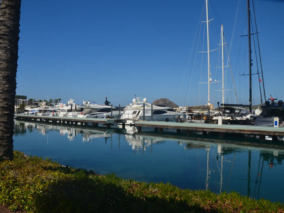 Regional Bodrum Peninsula context: motor yachts moored at Yalıkavak marina.