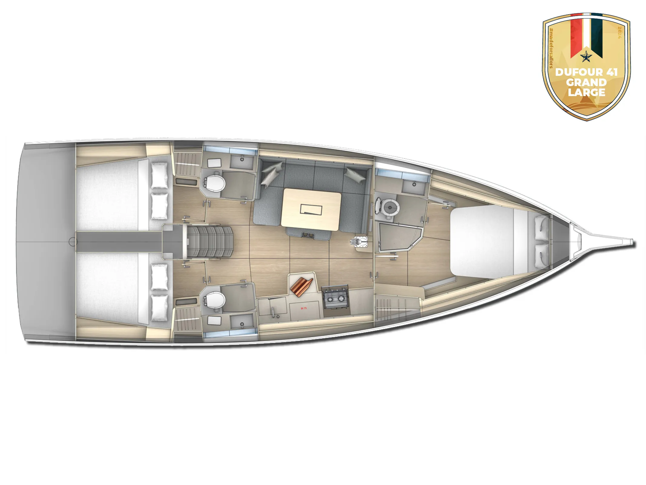 Dufour 41 Kaya (A/C & gen) — fotografia jachty 65